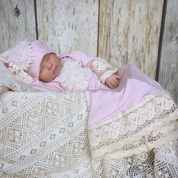 Vintage style gown set dusty pink gown baby shower gift Etsy