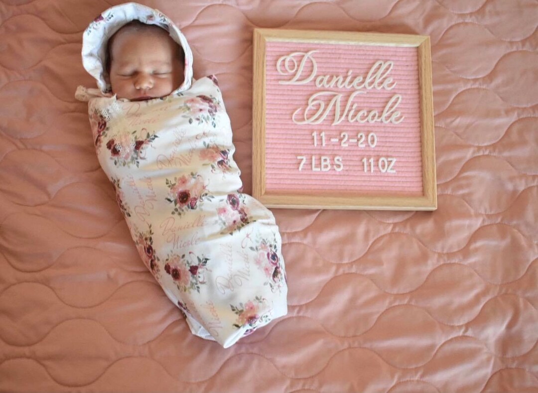 Swaddle Blanket and Set, Photo Prop, Baby Shower Gift, Baby Girl