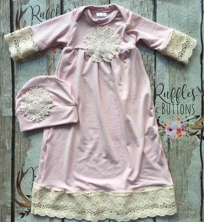 Vintage style gown set dusty pink gown baby shower gift Etsy