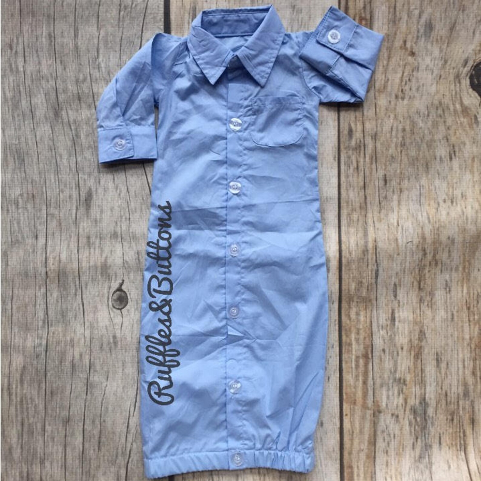 Button Down Gown Baby Boy Gown Monogrammed Gown Baby Shower Etsy