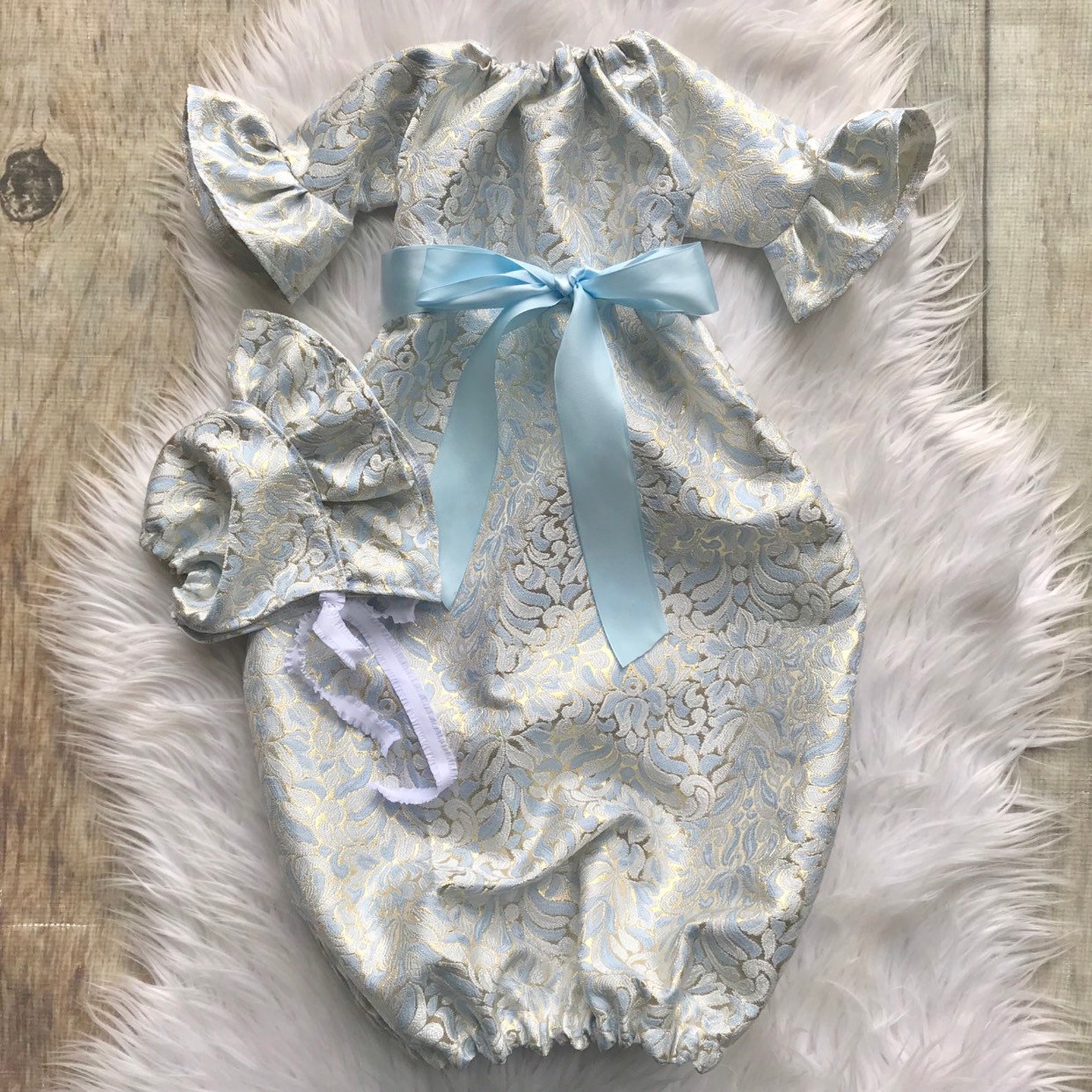 Baby Girl Gown Baby Blue Dress Baby Shower Gift Fancy Etsy