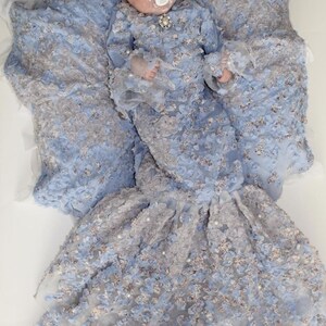 Vestido de bebé de alta costura, vestido de niña, traje de la foto, vestido de hospital, traje casero, traje de bebé de estilo vintage, vestido victoriano, azul vintage