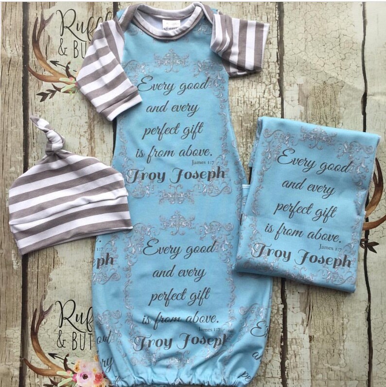 Custom Designed Name Gown Scripture Gown Baby Boy Gown for Etsy