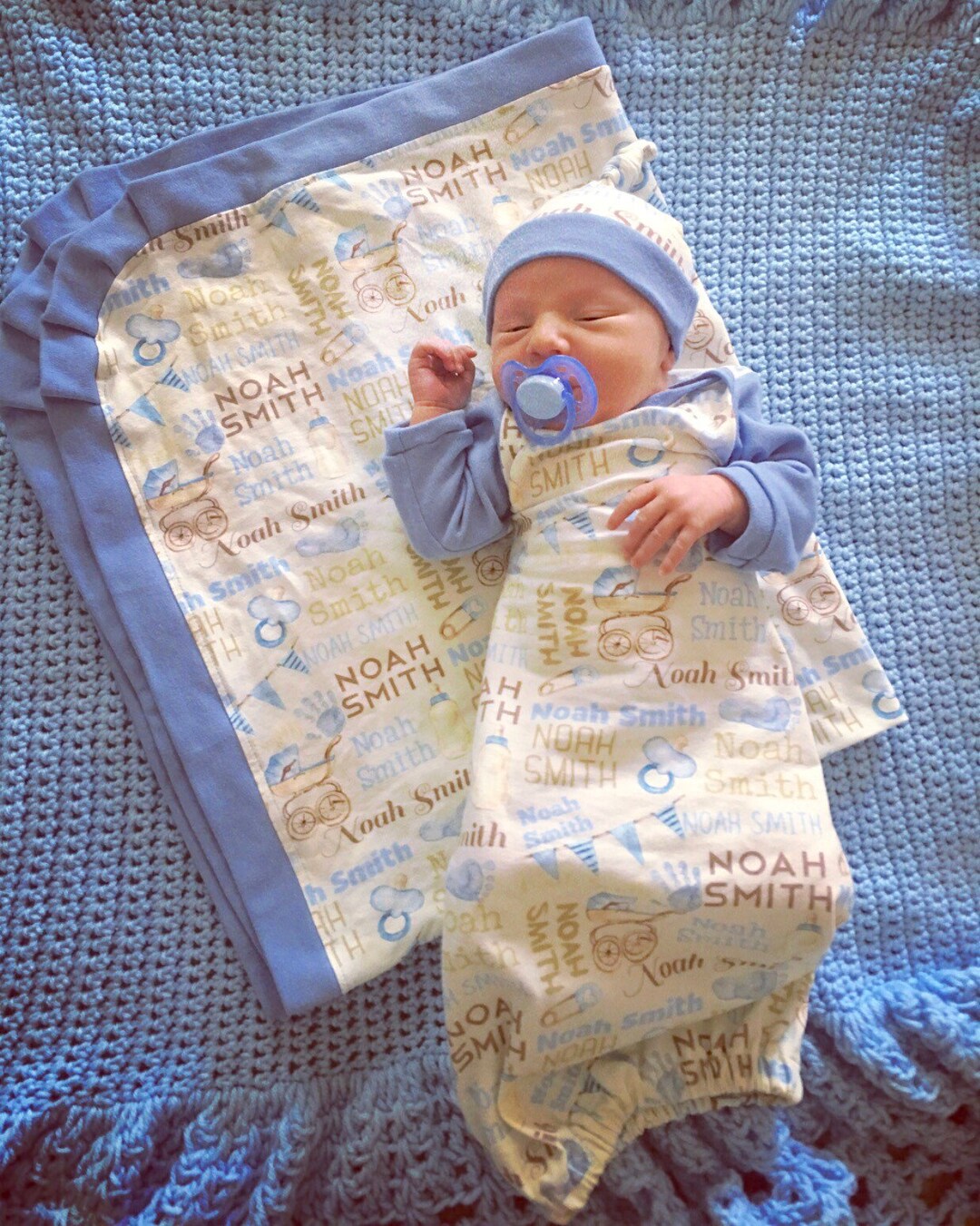 Boy Name Gown, Vintage Baby, Baby Boy Gown, Custom Designed, Matching