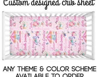 Custom designed crib sheet, baby nursery, custom baby bedding, baby shower gift, personalized baby, baby girl nursery
