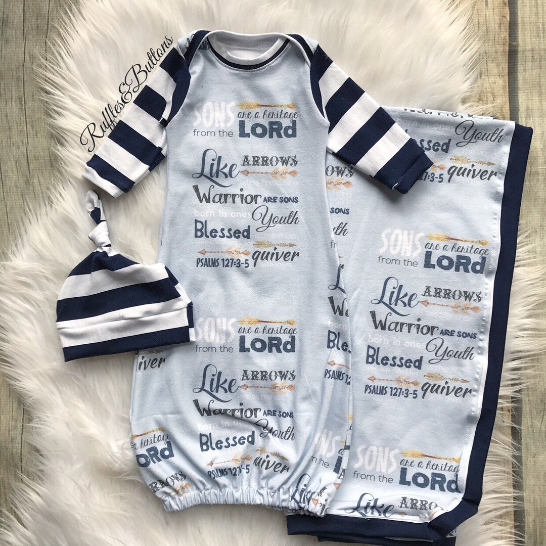 Custom Designed Name Gown, Scripture Gown, Baby Boy Gown, for This