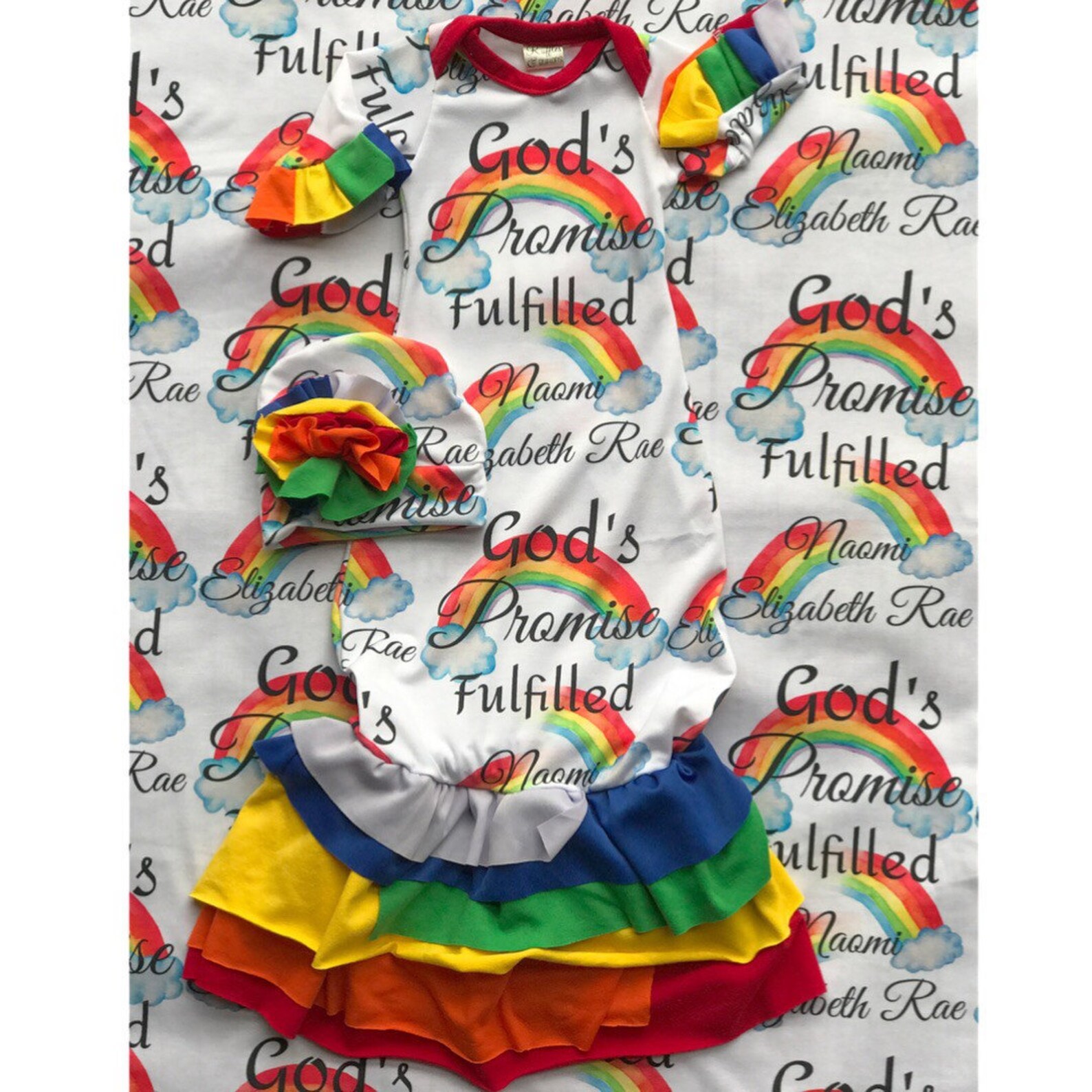 Rainbow Baby Gown Set Baby Girl Gown Going Home Outfit Baby Etsy