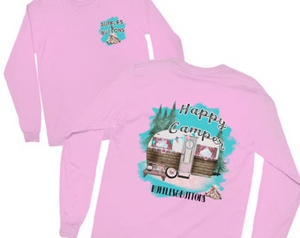 Southern tee, preppy shirt, graphic T-shirt, ladies top, gift for her, country chic, happy camper