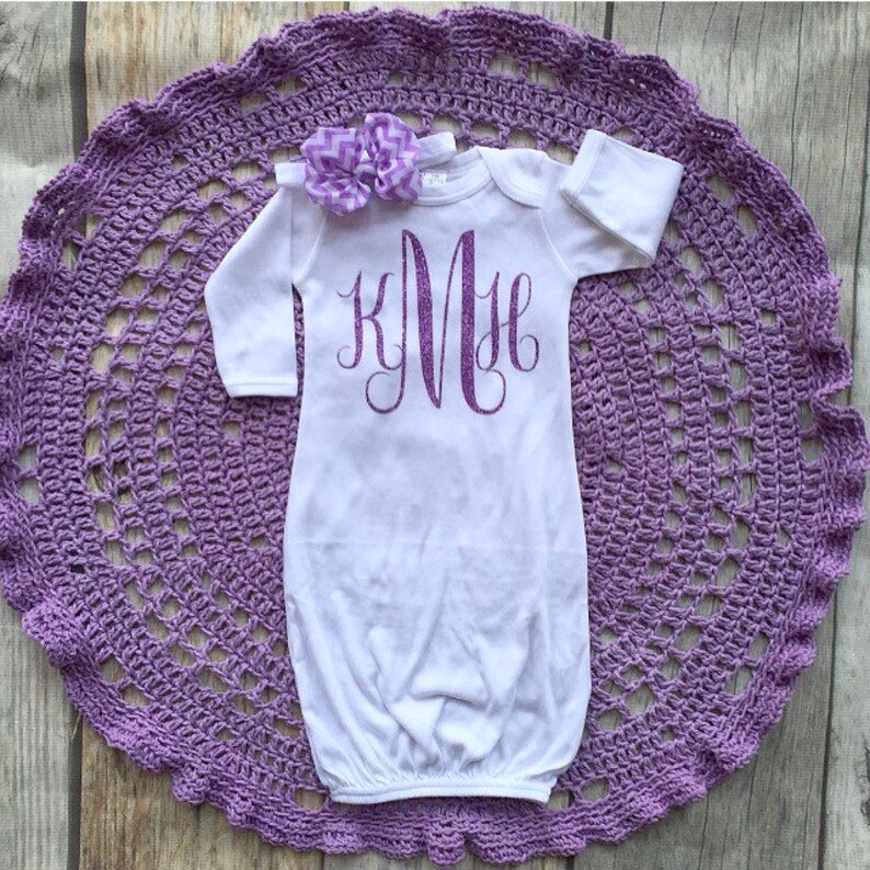 Baby Girl Personalized Gown Monogram Gown Momogram Layette Etsy