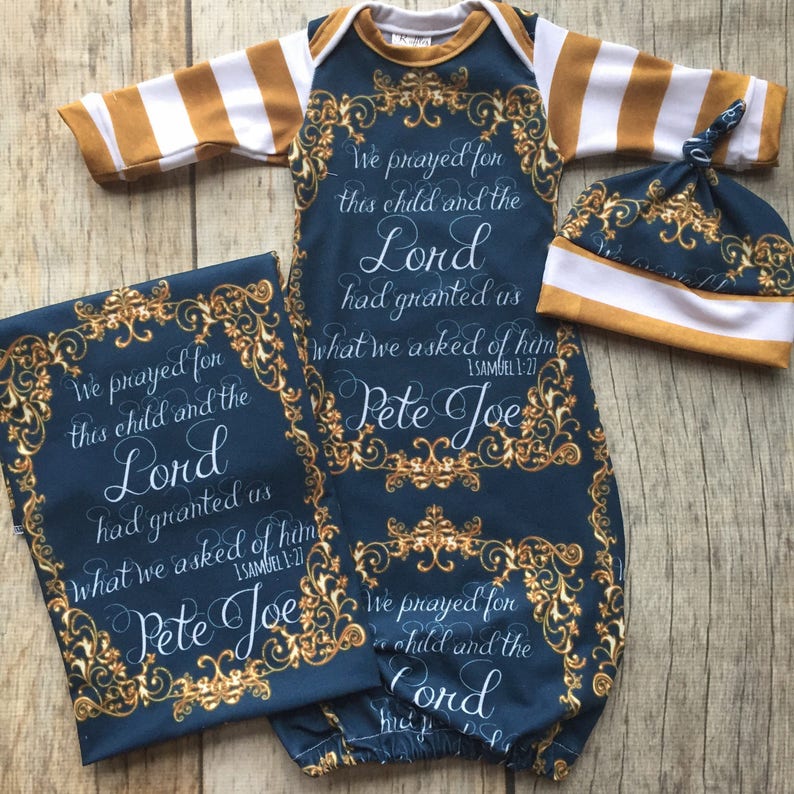 Custom Designed Name Gown Scripture Gown Baby Boy Gown for Etsy