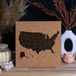 50 States - USA - CORK Push Pin Map - Track Sales or Traveling