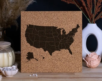 50 States - USA - CORK Push Pin Map - Track Sales or Traveling