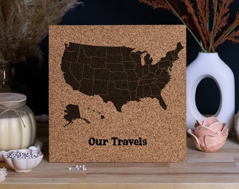 Our Travels, CORK Push Pin Map 12x12