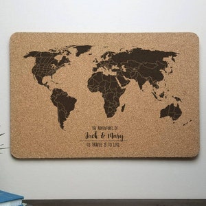 The adventures of Solid Cork Push Pin Travel Map 12x18 image 1