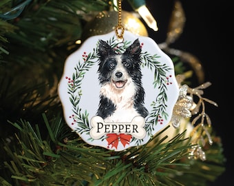 Custom Border Collie Christmas Ornament