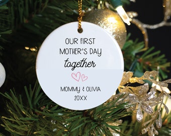 Mother's Day, Our First Mother's Day Together - Personalized Porcelain Ornament, Mama Gift, Custom Name Mom Gift, Mother's Day Gift