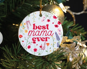 Mother's Day, Best Mama Ever Personalized Porcelain Ornament, Mama Gift, Custom Name Mom Gift, Mother's Day Gift