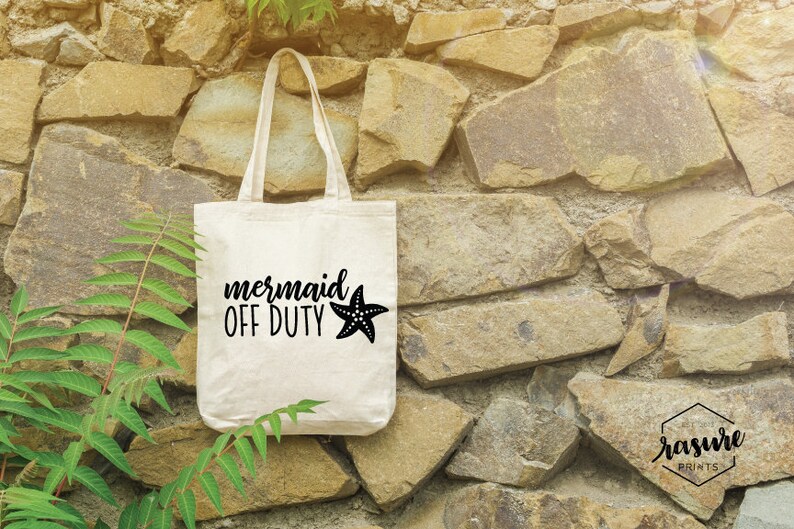 Mermaid Beach Tote 17x15 Mermaid off Duty Mermaid Bag Tote Bag Gift for Men and Women Canvas Linen Tote Reusable Shopping Bag