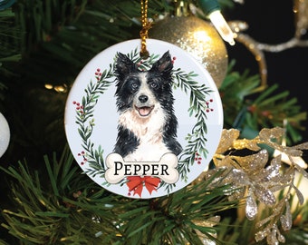 Custom Border Collie Christmas Ornament