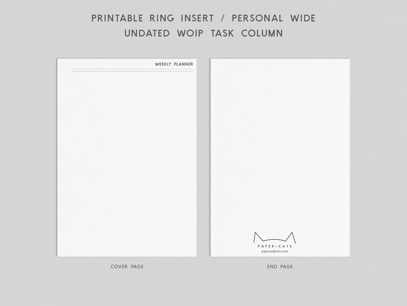 Printable Ring Inserts Personal Wide Undated WO1P Task Etsy