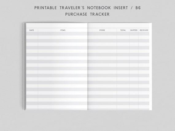 printable tn insert b6 purchase tracker travelers etsy purchase tracker