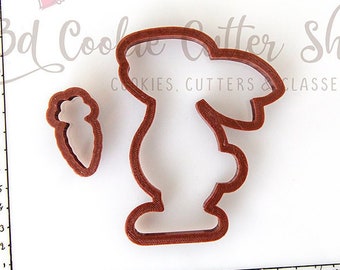 Cortador de Galletas Conejito #4 (+ microcortador de Zanahorias) | Galleta de Conejito de Pie - Fondant - Cortador de Arcilla | Keksausstecher | Importar Pieza