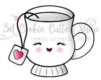 Coupe-biscuits tasse à thé | Biscuit - Fondant - Coupe-argile | Coupeur Kawaii | Cadeau de la fête des Mères | Keksausschercher | Importer une pièce