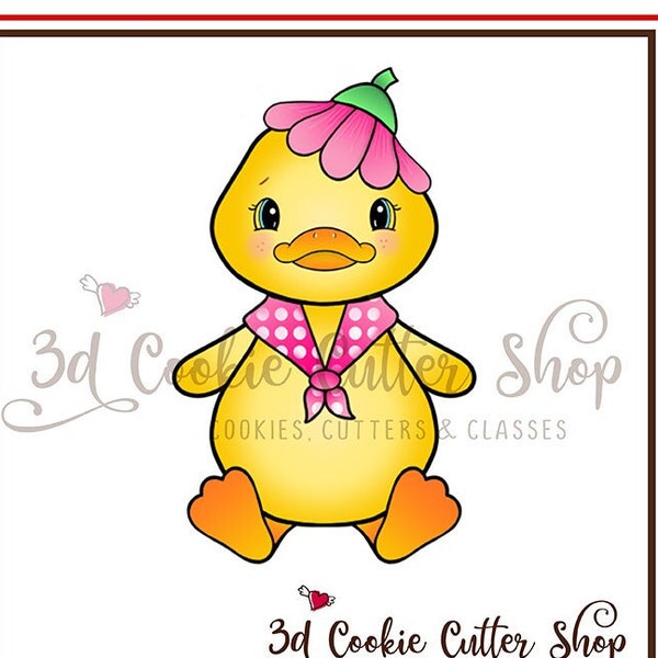 Flower Girl Duck Cookie Cutter | Fondant - Biscuit - Clay Cutter | Baby Shower Gift | Baby Girl Gift | Keksausstecher | Import Piece