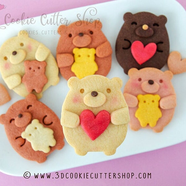 Hugging Bears IMPRINT Cookie Cutter Set + COOKIE RECIPE | Biscuit - Fondant Cutters | Gift for Bakers