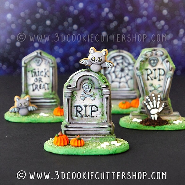 3D Halloween Tombstone Cookie Cutter Set