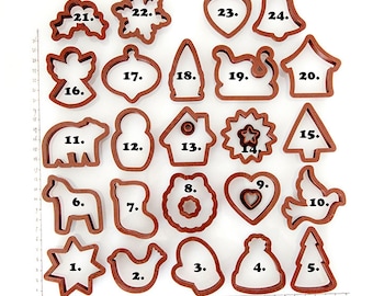 Adventskalender Weihnachten Mini-Ausstechformen | Keks - Fondant - Ton Ausstechformen | Keksausstecher | Importstück
