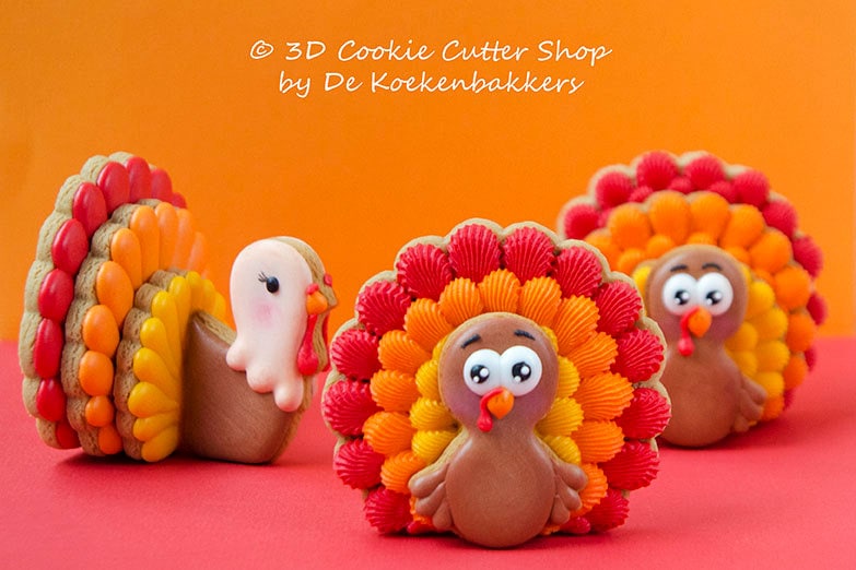 3D Turkey (front + side view) Cookie Cutter Set