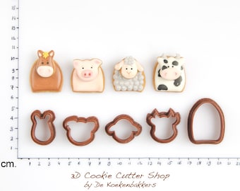 3D Mini Farm Animals Cookie Cutter Set (extra small!)