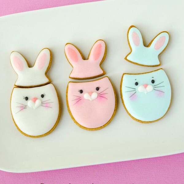 Easter Egg with Bunny Ears Cookie Cutter Set | Easter Egg Puzzle Cutters | Biscuit - Fondant - Clay Cutters