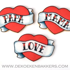 Vintage Tattoo Heart Cookie Cutter | Biscuit - Fondant - Clay Cutter | Valentine's Day Gift | Keksausstecher | Emporte Piece