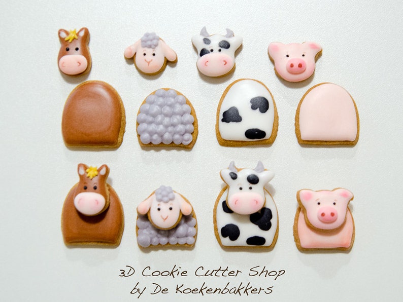 3D Mini Farm Animals Cookie Cutter Set extra Small Etsy UK