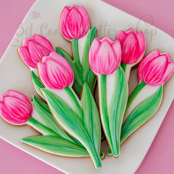 Ensemble d’emporte-pièces tulipes hautes et maigres | Fondant - Argile - Emporte-pièces | Fleurs de printemps | Cadeau pour Pâques | Fête des Mères | Keksausschercher