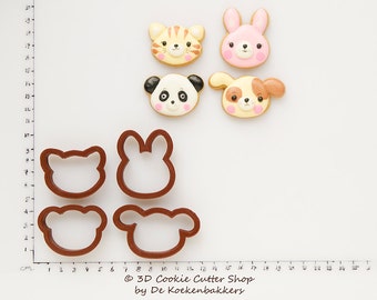 Juego de mini cortadores de galletas con caras de animales Kawaii