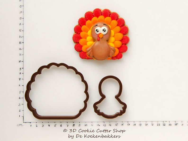 3D Turkey frontview Cookie Cutter Set Etsy