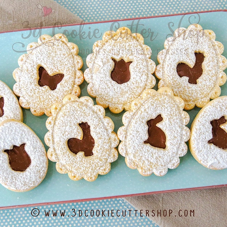 Set de cortadores de galletas Linzer de Pascua RECETA DE GALLETAS Galletas tipo sándwich de huevo de Pascua Regalo de Pascua Regalo del panadero Keksausstecher Importar Pieza imagen 1