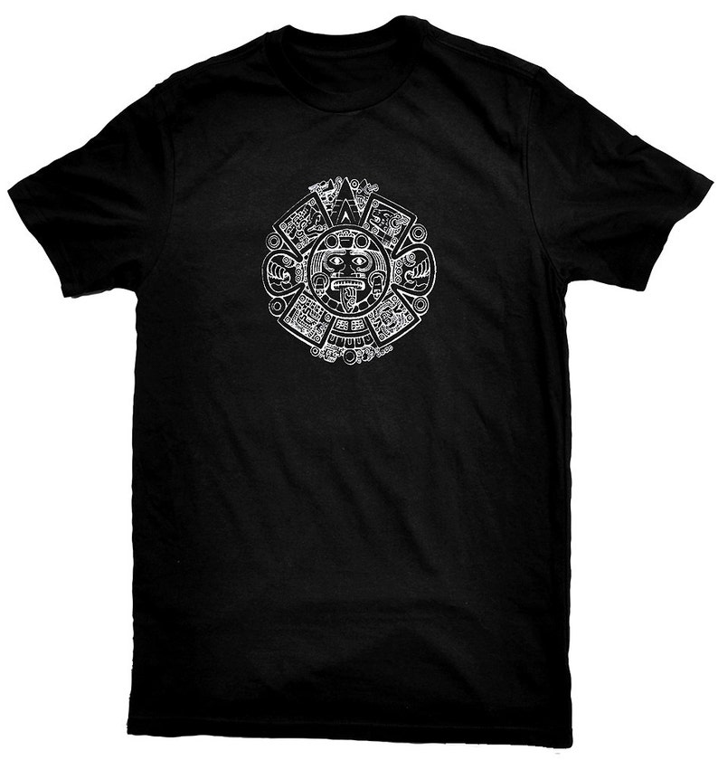 Aztec Calendar Black T-Shirt. | Etsy