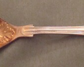 William Adams EPNS Gold wash Silverplate Oval Berry Repousse Serving Spoon Sheffield England Kings Pattern Shell Motif