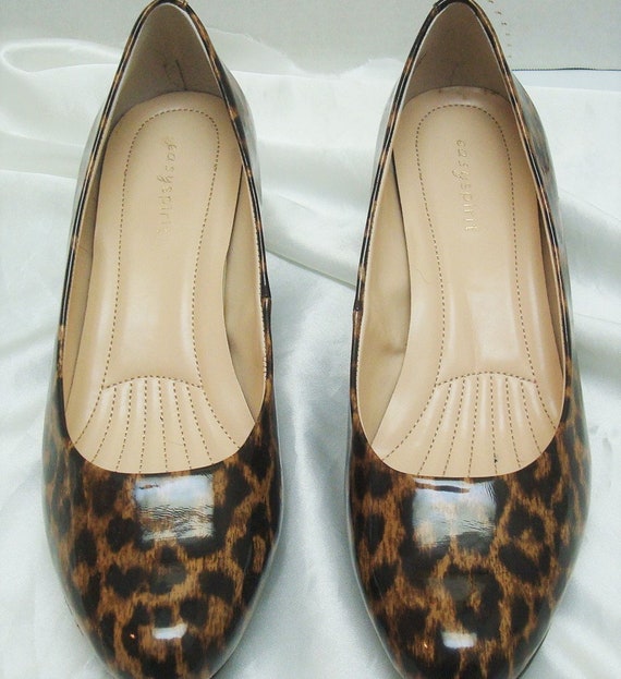 Easy Spirit Faux Leather Animal Print Pumps 9W Eas