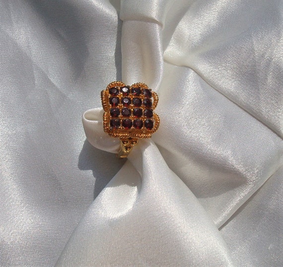 Vendome Red Rhinestone Grid Pattern Adjustable Sq… - image 8