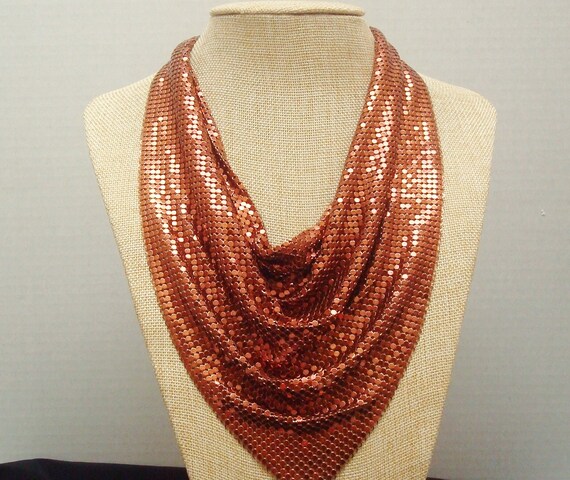 Whiting and Davis Shimmering Copper Enamel Mesh B… - image 3