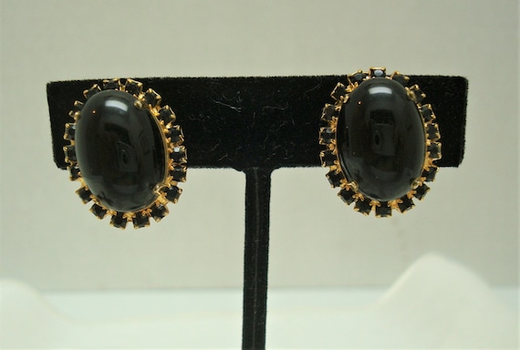 D & E Alice Caviness Black Rhinestone Glass Caboc… - image 6