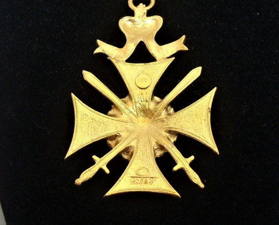 Sphinx Butler & Wilson Red Enamel Cross Brooch, F… - image 6