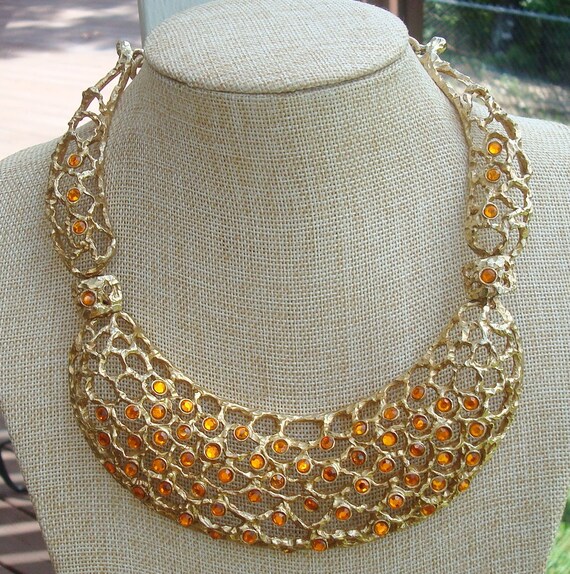Cadoro Brutalist Amber Crystal Rhinestones Openwo