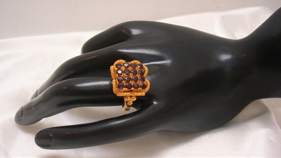 Vendome Red Rhinestone Grid Pattern Adjustable Sq… - image 1