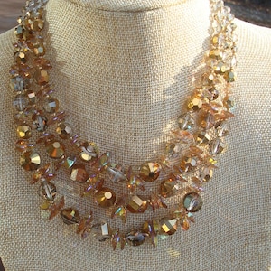 Vendome Triple Strand  Crystal Comet OR Cut Glass Crystal Necklace ULTRA RARE Crystals
